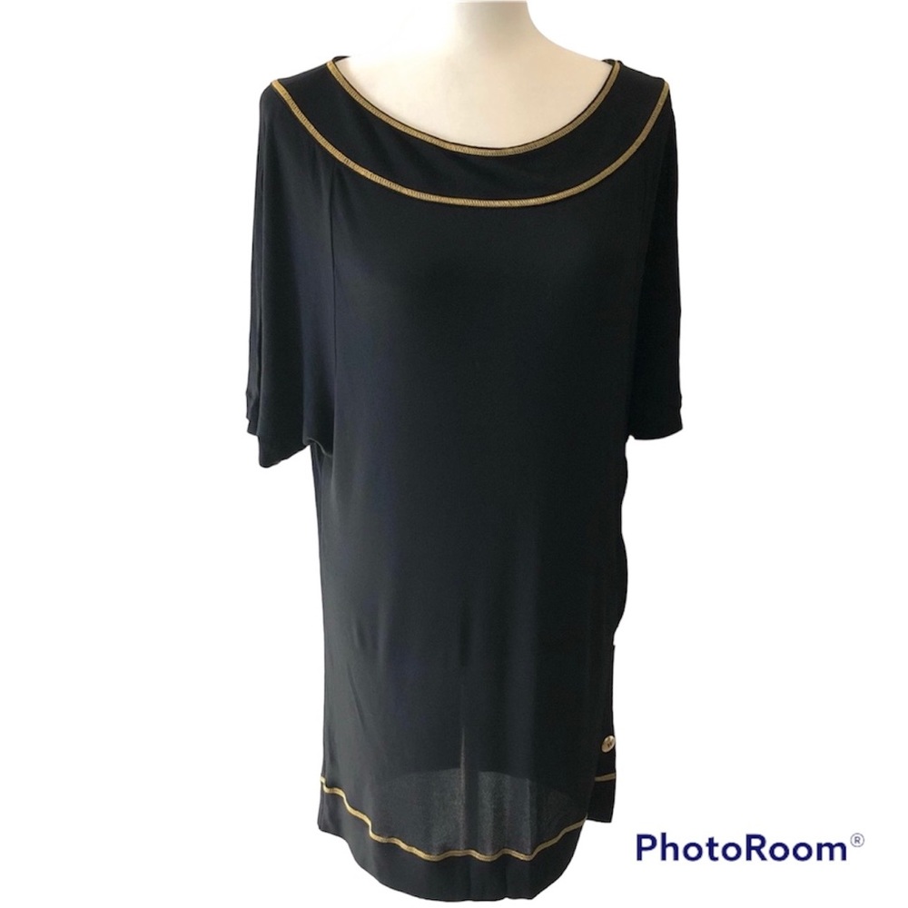Vintage La Perla Black Cover-Up Mini Beach Dress Italian Designer Minimalist